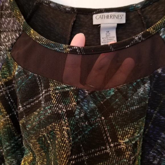 Catherines 1X Plaid Tunic Length Top - Picture 4 of 5